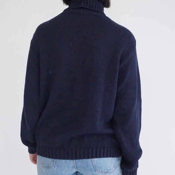 Vintage Dress Barn Navy Turtleneck Sweater Minimalist Preppy Quiet Luxury M - Picture 3 of 9